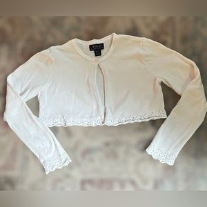 Polo Ralph Lauren Crop Cardigan Sweater Girls L 12-14  Long Sleeve One Button
